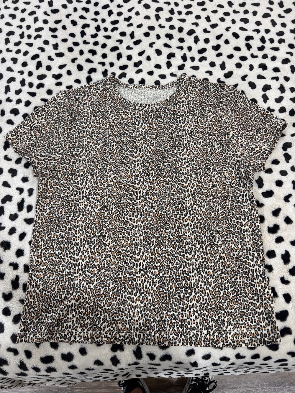 American Eagle Outfitters Leopard Print Short Sleeve Top - Brown/Black/White